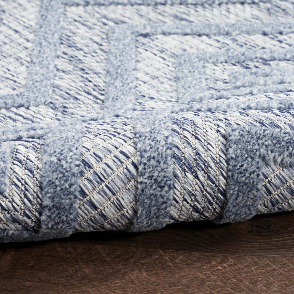 Denim Blue Diamond 5' x 7' Easy-Care Synthetic Rectangular Rug