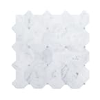 Hillcrest White 9.875 in. x 9.875 in. Geometric Marble Wall and Floor Mosaic Tile (0.677 sq. ft./Each)