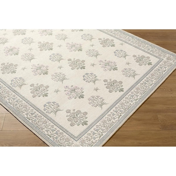 Thistle Slate Modern Border 8 X 12  Area Rug