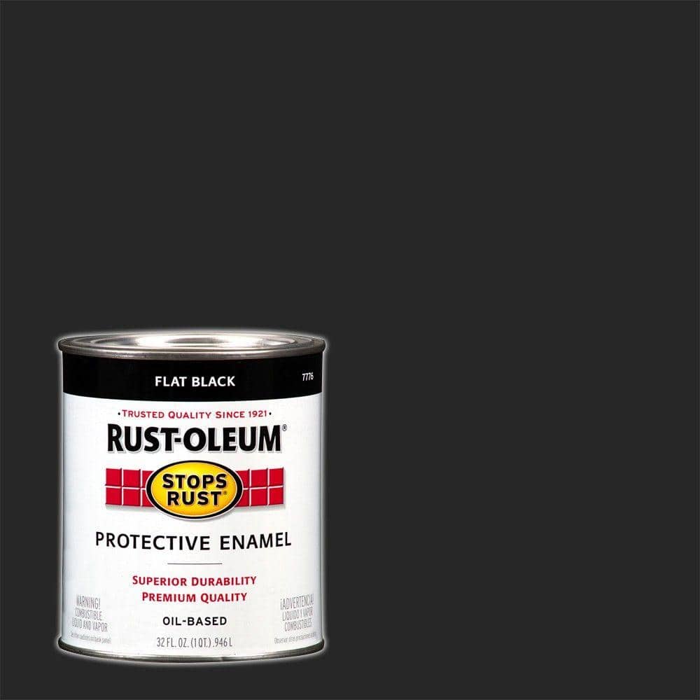 Rust Oleum Stops Rust 1 Qt Protective Enamel Flat Black Interior Exterior Paint The Home Depot