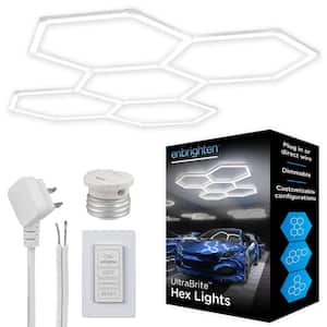UltraBrite Hex Lights 24-Pack 16.5in./1.45ft. Integrated LED Strip Light Fixture White Dimmable 24000lm5000K Wall Remote