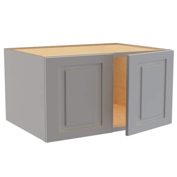 Home Decorators Collection Grayson 33 in. W x 24 in. D x 18 in. H Assembled Plywood Wall Bridge Kitchen Cabinet in Pearl Gray with Soft Close