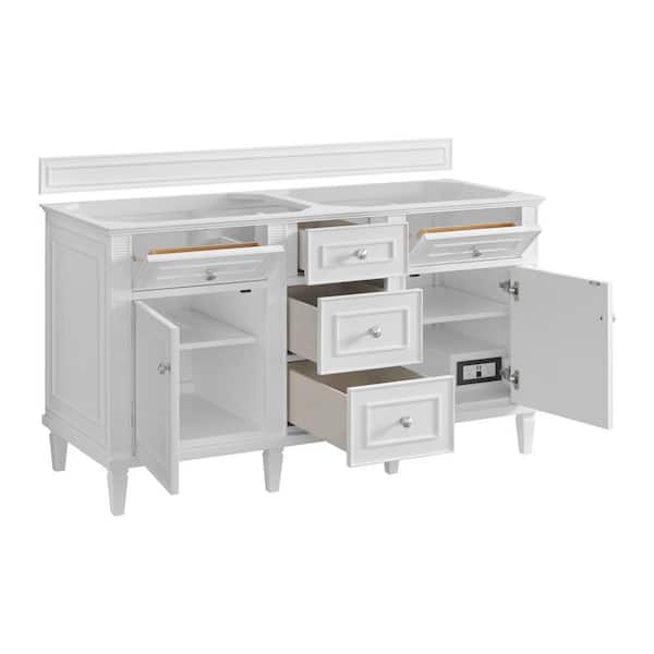 James Martin Vanities Lorelai 59.88 in. W x 23.5 in. D x 32.88 in. H Bath Vanity Cabinet without Top in Bright White