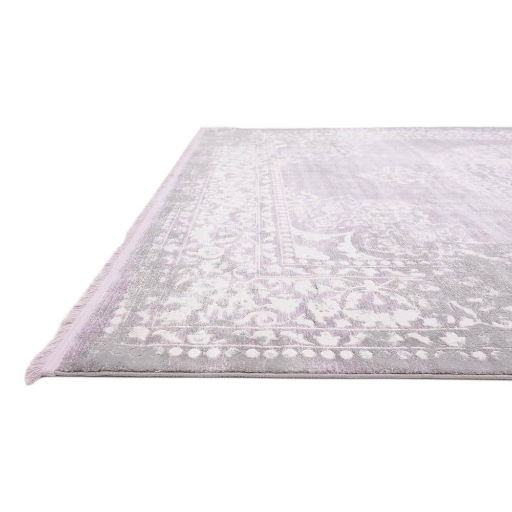 Olwen Purple and Gray Synthetic 8' x 10' Rectangular Area Rug