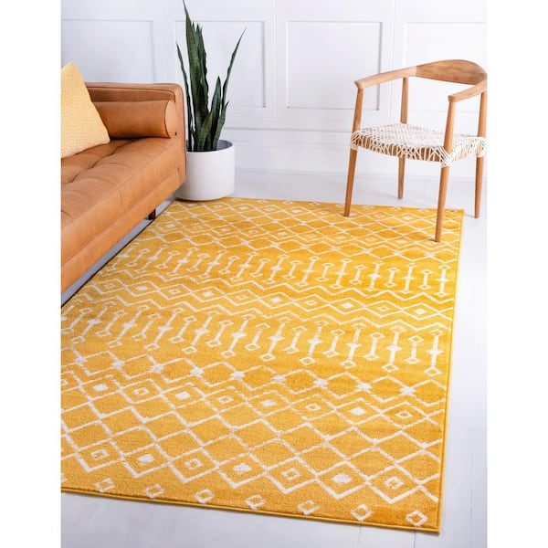 Unique Loom Outdoor Aztec 10 X 10 Yellow Square Indoor/Outdoor Border Area  Rug in the Rugs department at