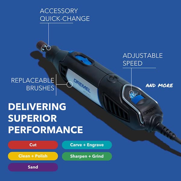 4000 1.6 Amp Variable Speed Corded Rotary Tool Kit with 32 Accessories, 2 Attachments and a Carrying Case