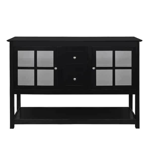 Karl home MDF Black Double Door Sideboard with Wine Rack 303031706430 ...