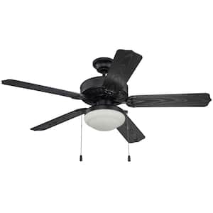 Enduro Plastic 52 in. Heavy-Duty Indoor/Outdoor Matte Black Dual Mount ABS Housing Ceiling Fan with Optional Light Kit