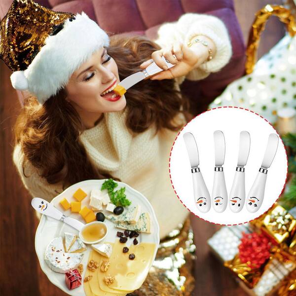マスターズ　GNOME チーズ・バタースプレッダー Wudkey 4-Piece Christmas Snowmen Face Cheese Spreader Knives