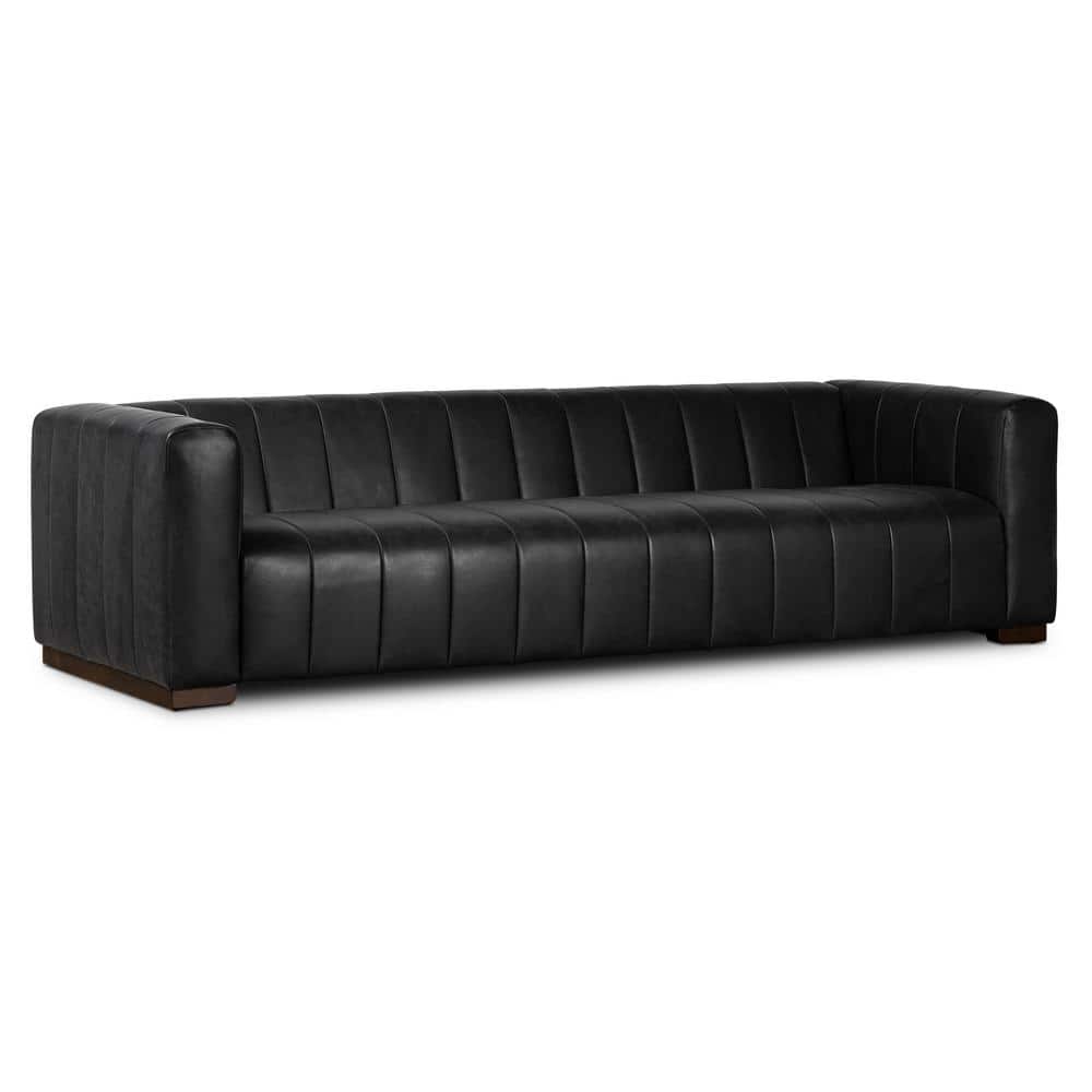 Poly and Bark Canale 86 in. Square Arm Leather Rectangle 3-Seater