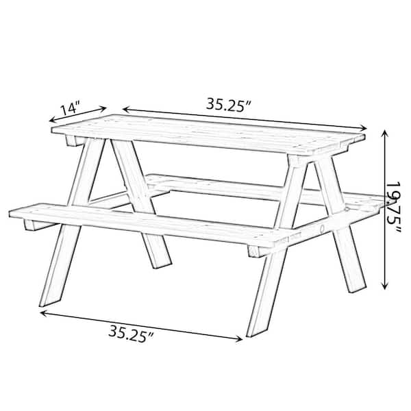 Gardenised Wooden Kids Outdoor Picnic Table Kit for Garden and
