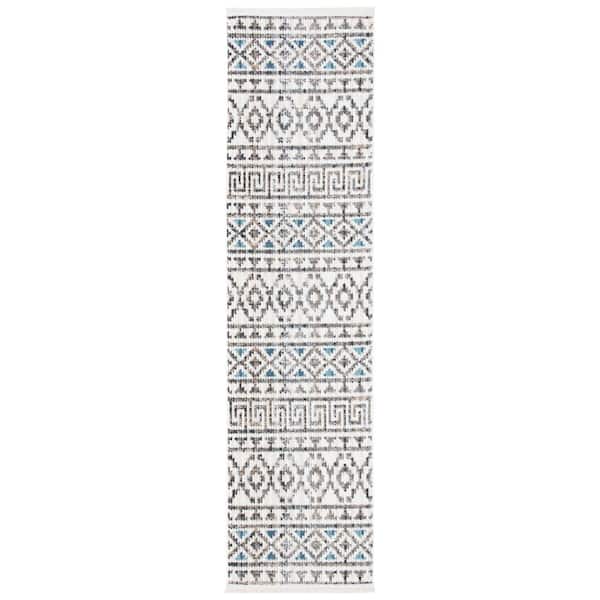 Sedona 2 ft. x 11 ft. Ivory/Gray Striped Geometric Runner Rug