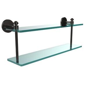 Southbeach Collection 22 in. 2-Tiered Glass Shelf in Oil Rubbed Bronze