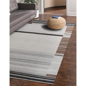 Brown 9 ft. x 12 ft. Hand Woven Wool and Viscose Modern Reversible Flat Weave Durry Area Rug