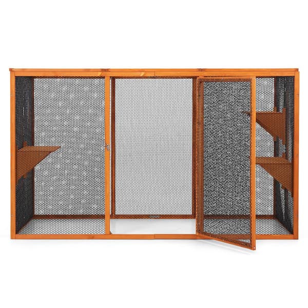ATENGNES Detachable Cat Enclosure with Waterproof Roof and 3 Jumping Platforms, Orange