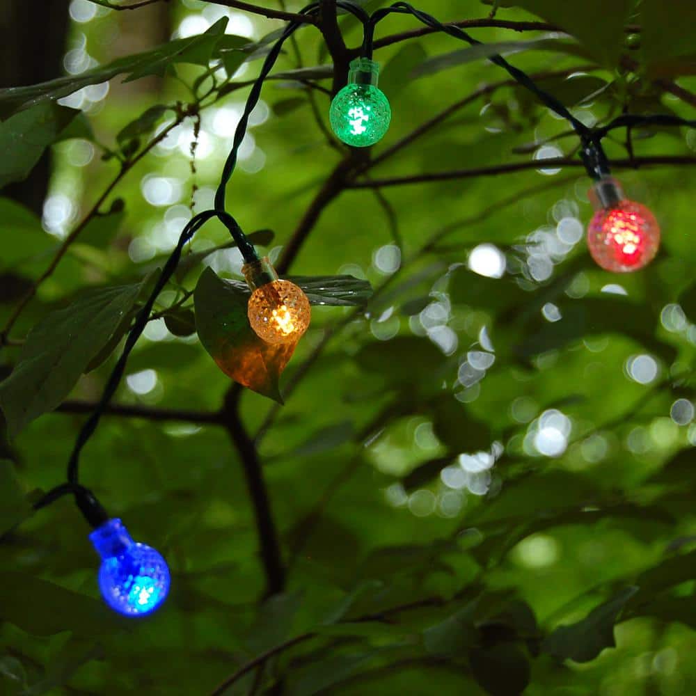 Solar Powered Multicolor LED Globe Outdoor String Lights