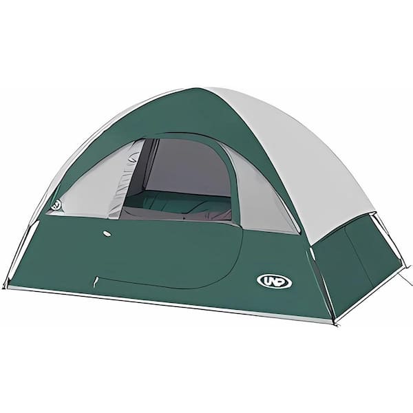 Unbranded Green 7 ft. x 9 ft. 4-Person Waterproof Windproof Tent with Rainfly Easy Set up-Portable Dome Tents for Camping