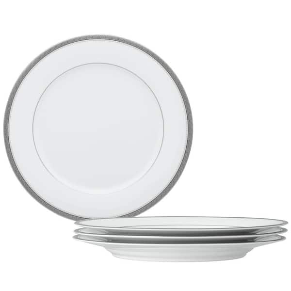 Charlotta Platinum 10.5 in. (Platinum) Porcelain Dinner Plates, (Set of 4)