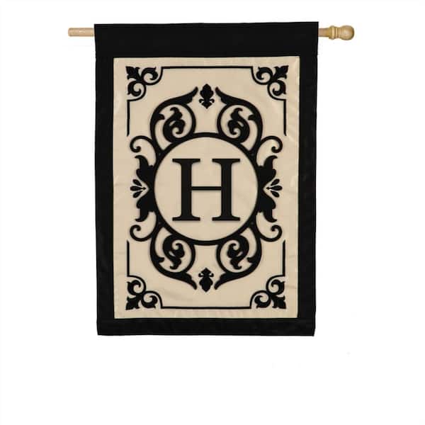 Evergreen 28 in. x 44 in. Letter H Cambridge Monogram House Applique Flag