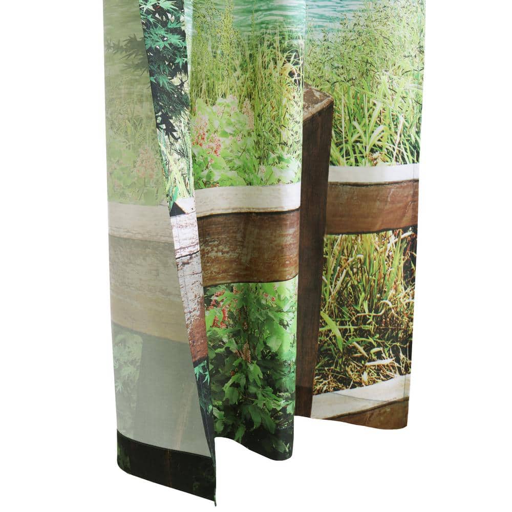Mountain Lake Scene Light Filtering Polyester Curtain Panels