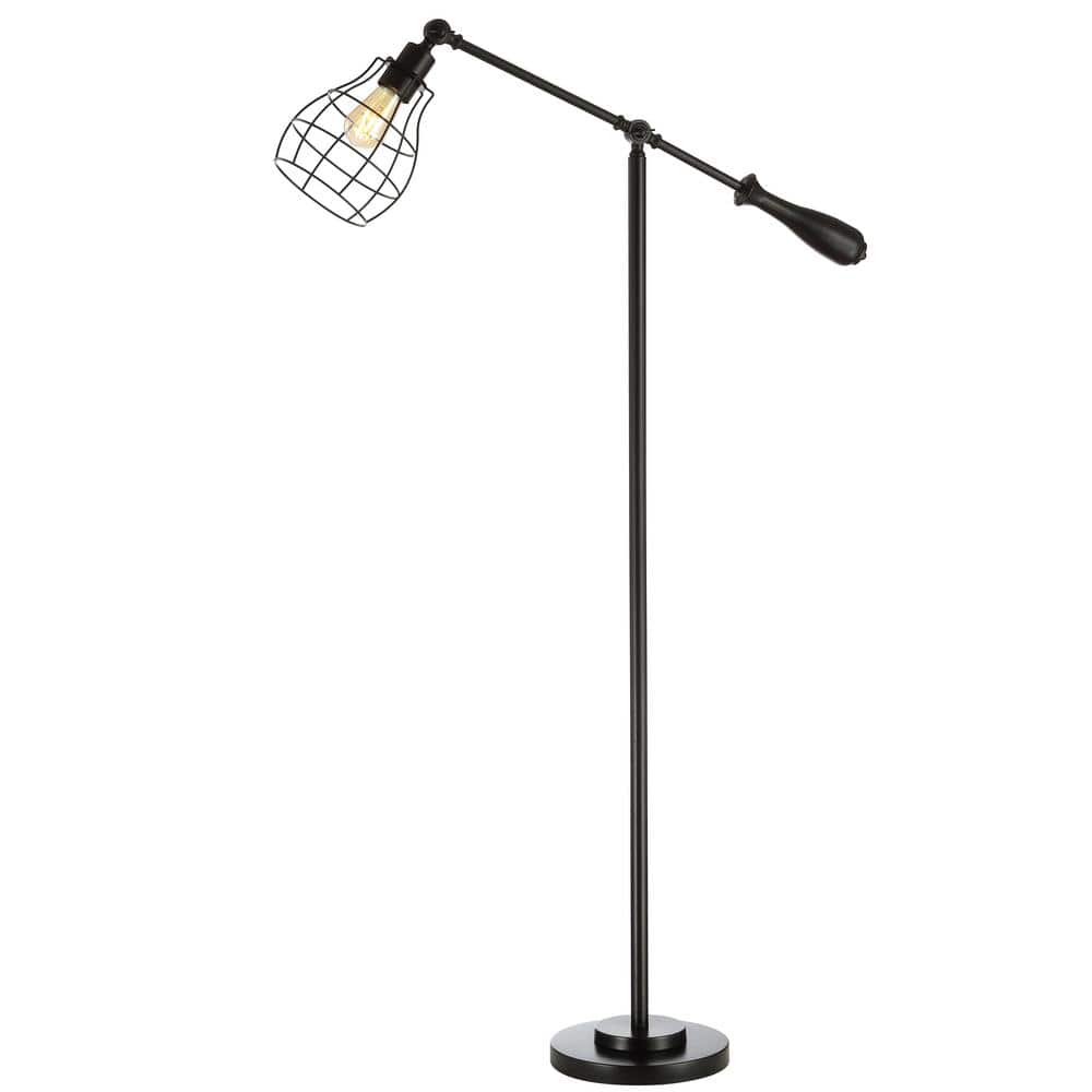 Edison Adjustable Black Metal Industrial Floor Lamp 59.5"