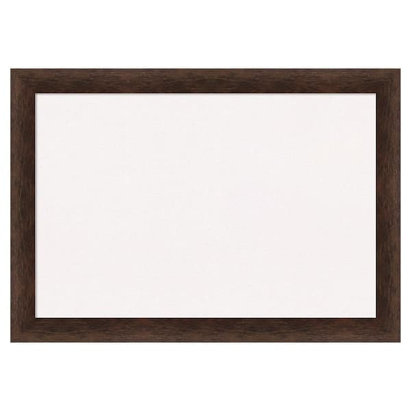 Amanti Art Warm Walnut Narrow White Corkboard 27 in. x 19 in. Bulletin ...