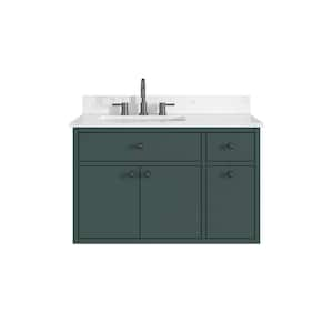 Paisley 36 in. Single Sink Everglade Green Bath Vanity with Cala White Engineered Stone Top