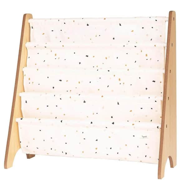 Textile Magazine Rack 24.5 W X 24 H Cream Polyester Fabric and Wood Freestanding Magazine ...
