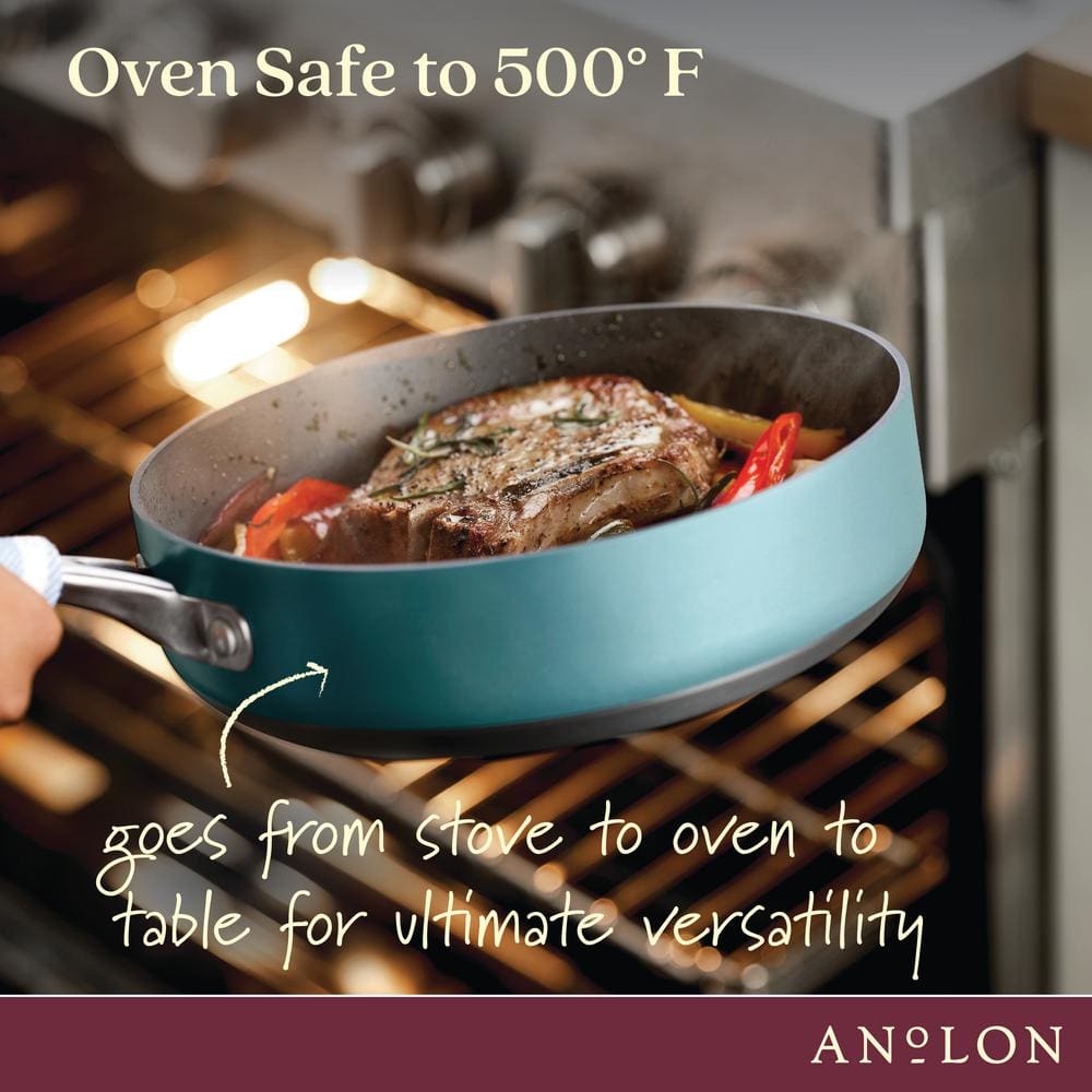Teal Aluminum Nonstick 10-Piece Cookware Set with Glass Lids