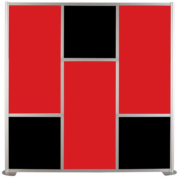 Contractors Wardrobe 75 5 8 In X 75 3 8 In Udivide Red And Black 6 Panel Room Divider Ud L03s03scr03 The Home Depot