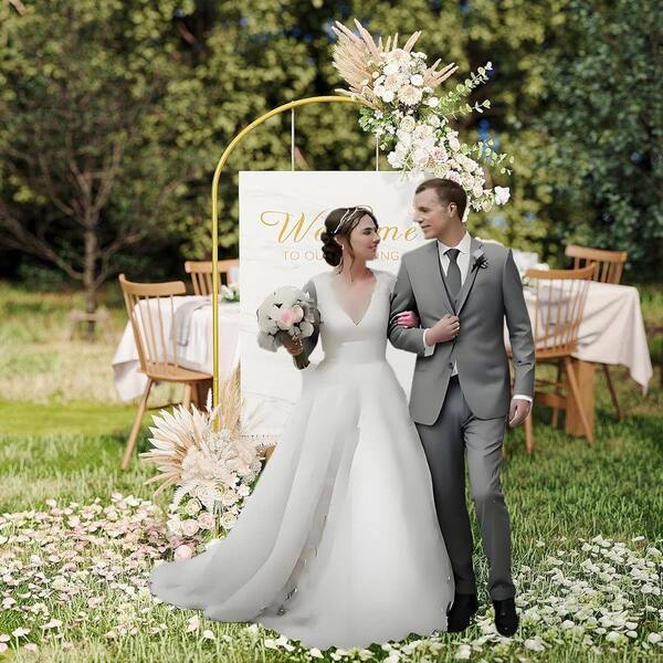 Justincity Metal Arch Backdrop Stand 6.6 ft. Gold for Wedding