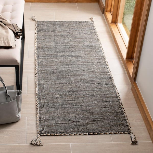 Montauk Beige/Black 2 ft. x 7 ft. Border Runner Rug