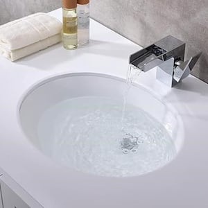 Port 17-1/3 in. Bathroom Sink in White Ceramic Oval Undermount