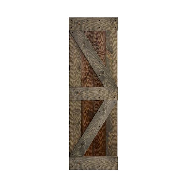 COAST SEQUOIA INC Coast Sequoia Embossing K Series 24 in. x 84 in. Dark Walnut/Aged Barrel Knotty Wood Sliding Door Slab