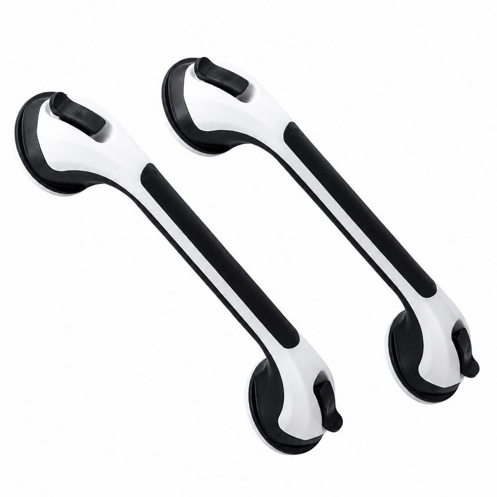 16.8 in Black Suction Shower Grab Bars 2 Pack Removable Plastic Safety Handles for Bathtubs and Showers price history on PriceWatchPro