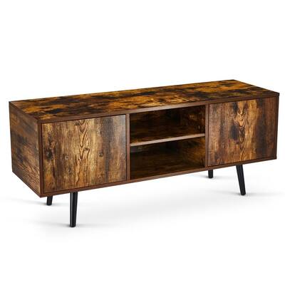 47 in. Walnut TV Stand with Removable Storage Shelves Fits TV's up to 55 in. with Adjustable Cabinets