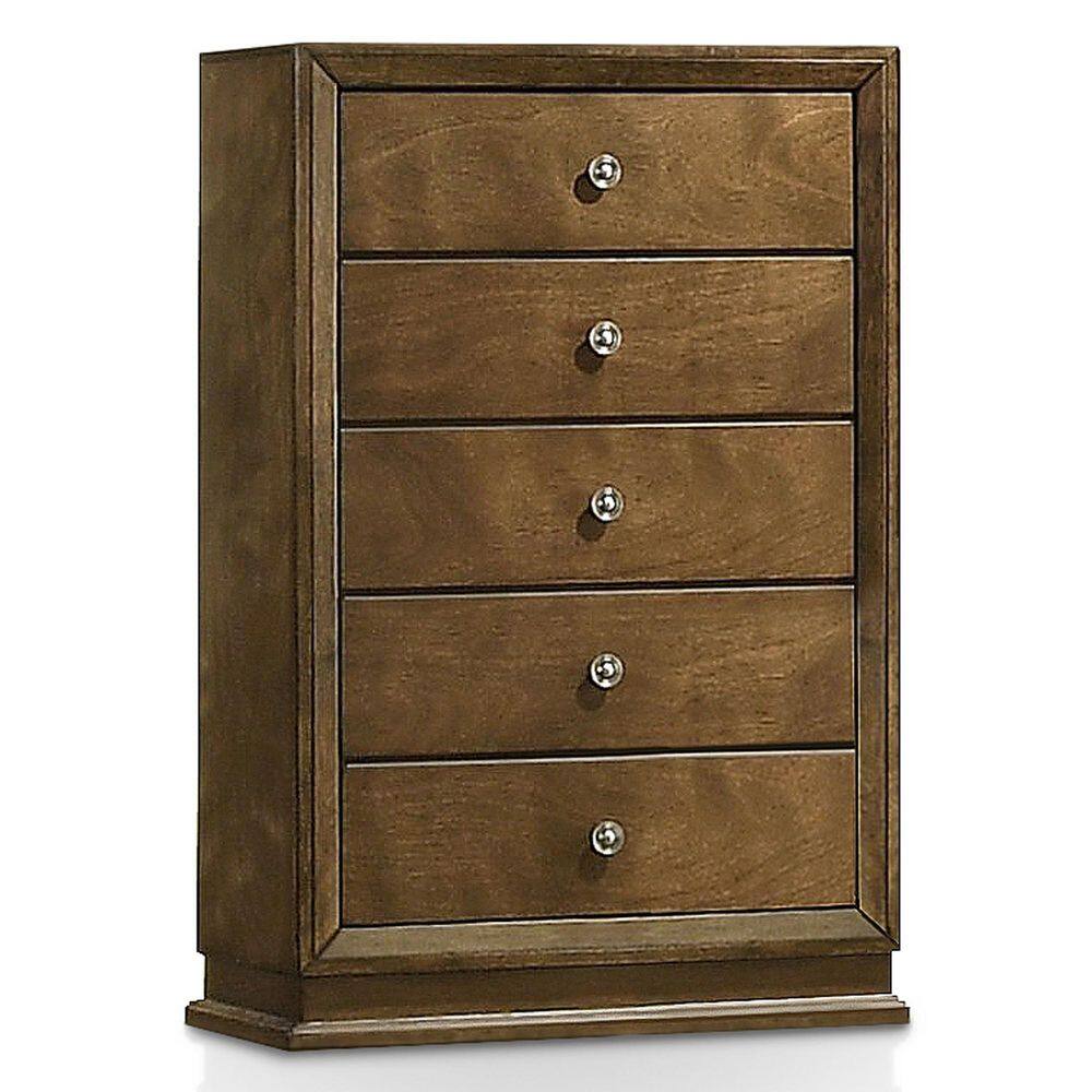 Joune 6-Piece Walnut Wood Frame King Panel Bedroom Set with Beleved Corner, Metal Center Glide, Zinc Bronze Metal Knobs - thumbnail 6