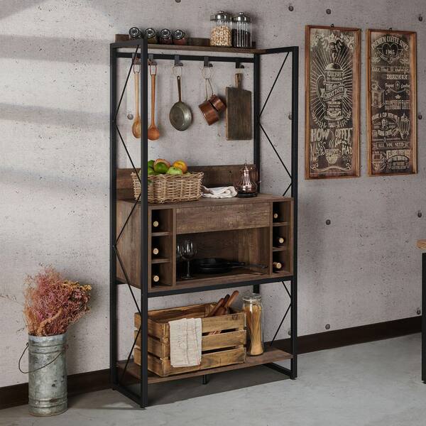 Furniture of America Grazellia Reclaimed Oak Baker's Rack with 4 