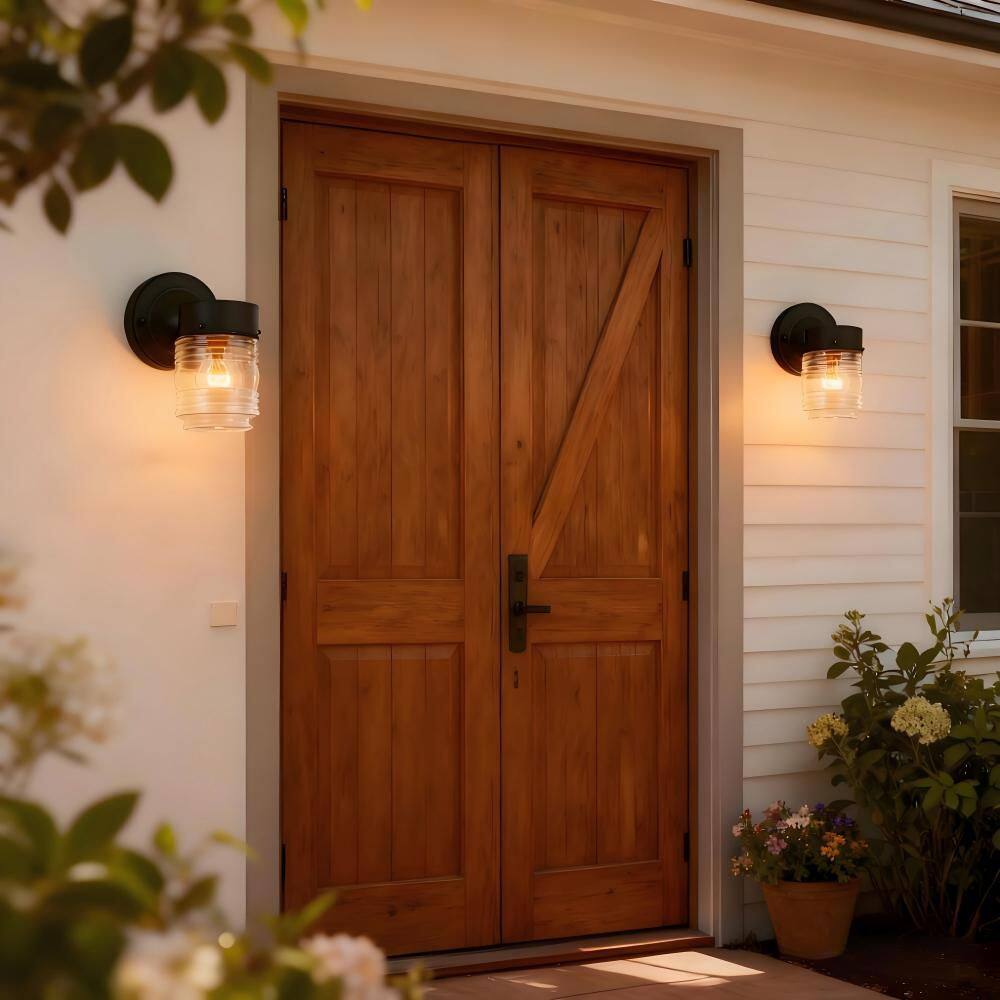 7.5 in. Matte Black Outdoor Hardwired Wall Cylinder Scone with No Bulbs Included (2-Pack) price history on PriceWatchPro