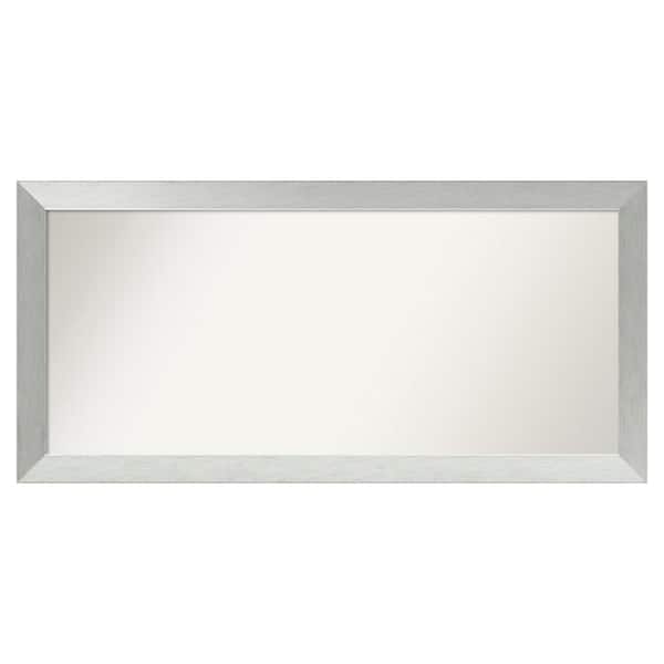 Amanti Art Brushed Sterling Silver 50 in. x 24 in. Custom Non-Beveled Wood Framed Bathroom Vanity Wall Mirror