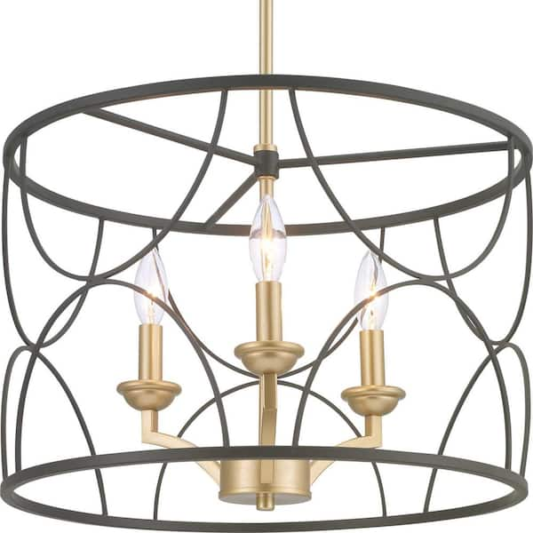 Progress Lighting Landree Collection 3-Light Matte Black Luxe