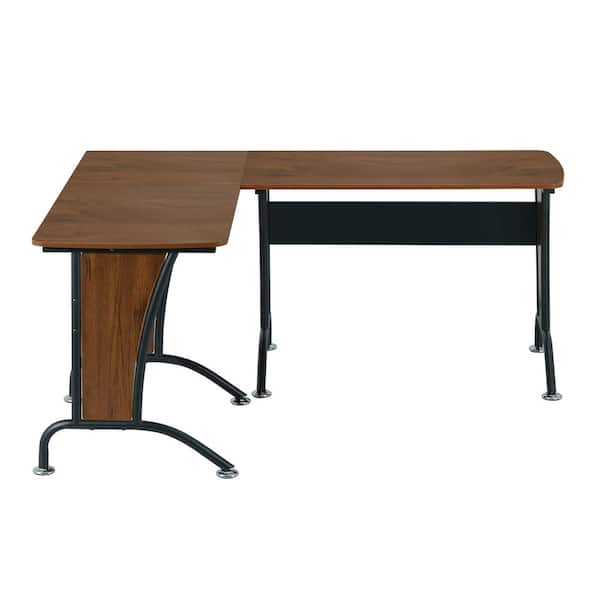 TECHNI MOBILI 67 in. L Shaped Walnut Desk with Inline Team Desk Option RTA 3806 M615