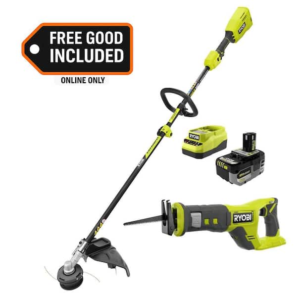 ONE+ HP 18V Brushless 15" Attachment Capable String Trimmer w/ 6.0 Ah Battery, Charger, & FREE ONE+ Reciprocating Saw