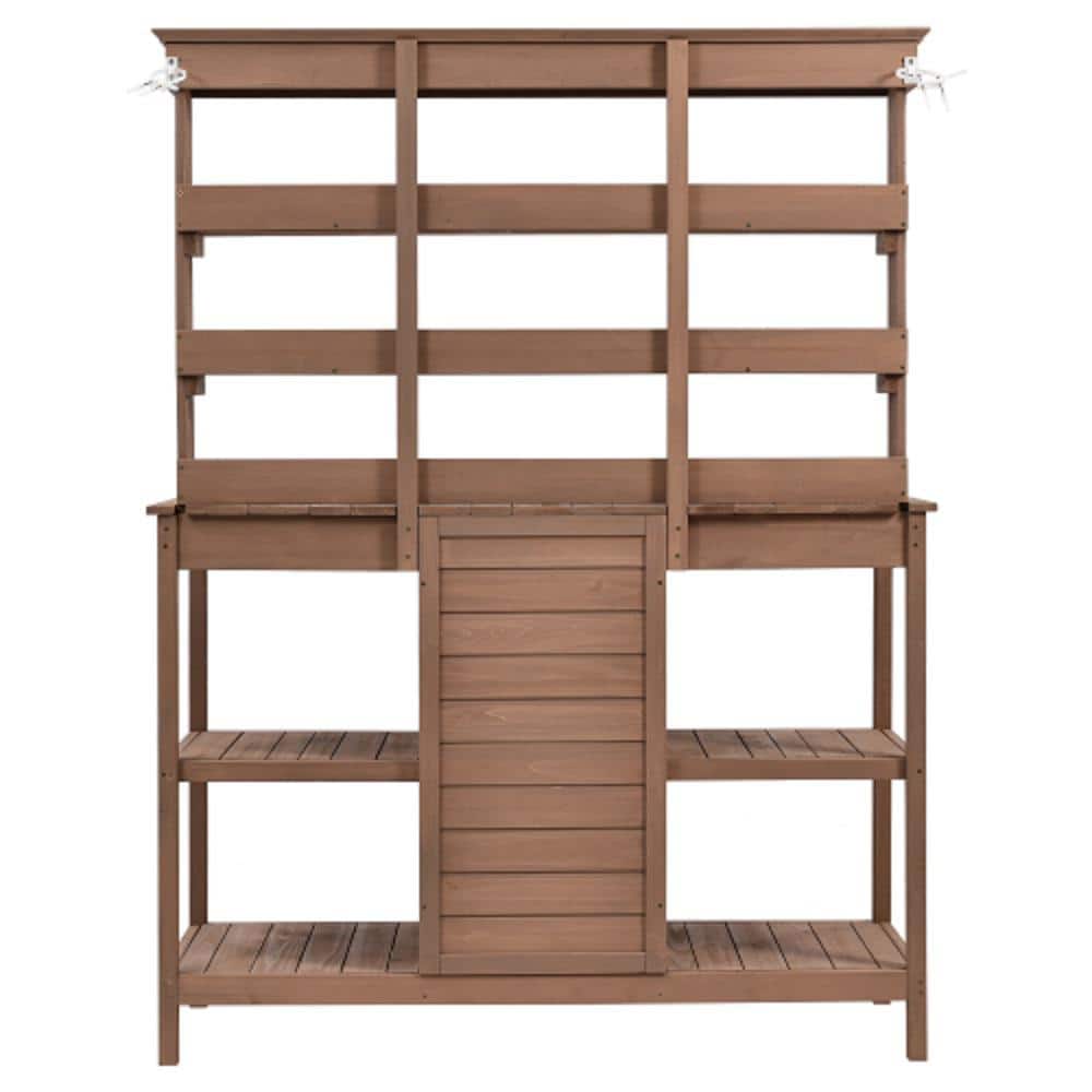 50.2 in. W x 19.7 in. D x 66 in. H Fir Solid Wood Brown Outdoor Storage Cab