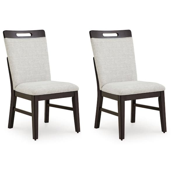 Neymorton Brown/Gray Polyester with Cushion and Solid Wood Frame Side Chair Set of 2