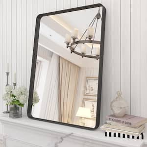 20 in. W x 28 in. H Rectangular Aluminum Alloy Framed and Tempered Glass Wall Bathroom Vanity Mirror in Matte Black