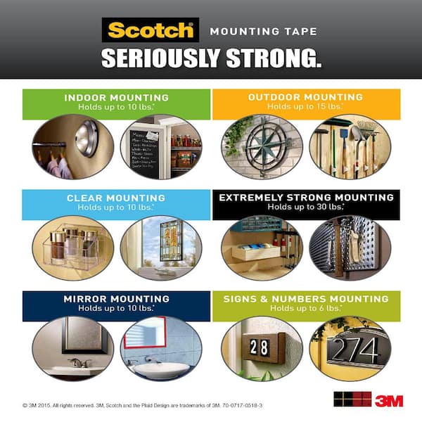 Scotch 1 in. x 11.1 yds. Permanent Double Sided Extreme Mounting Tape  414-LONGDC - The Home Depot