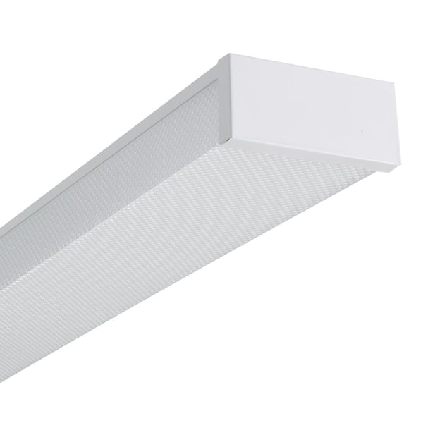 WP 4 ft. 4000-Lumens 4000K Cool White 120-Volt White Integrated LED Wraparound Prismatic Commercial Light Fixture
