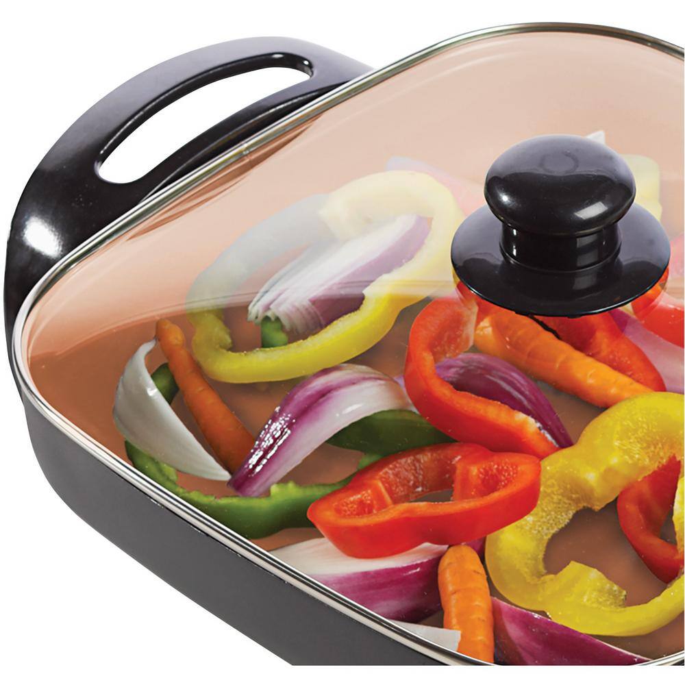 Brentwood 12-Inch Copper Nonstick Electric Skillet with Glass Lid