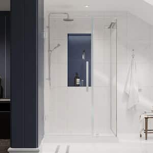 Tampa-Pro 35 13/16 in. W x 72 in. H Rectangular Pivot Frameless Corner Shower Enclosure in Chrome